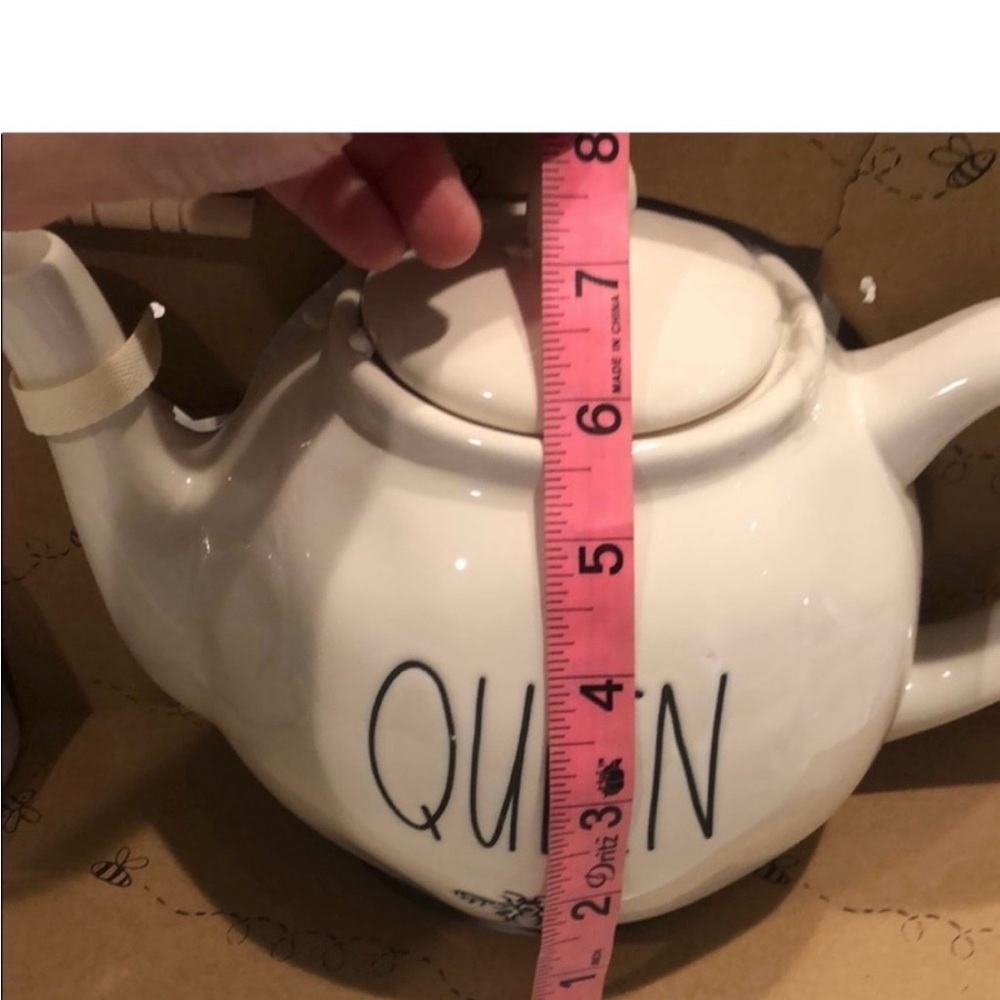 Rae Dunn Queen White Ceramic Teapot - Classic Home Kitchen - Picture 4 of 5